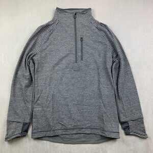 Lululemon Mens Pullover Small Gray Striped 1/4 Zip Lightweight Performance Soft